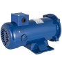 Motor CC VEVOR azul de 3/4 hp con base de montaje y rejilla protectora.