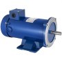 Motor de corriente continua VEVOR azul de 3/4 hp con cuerpo cilíndrico y base de montaje.