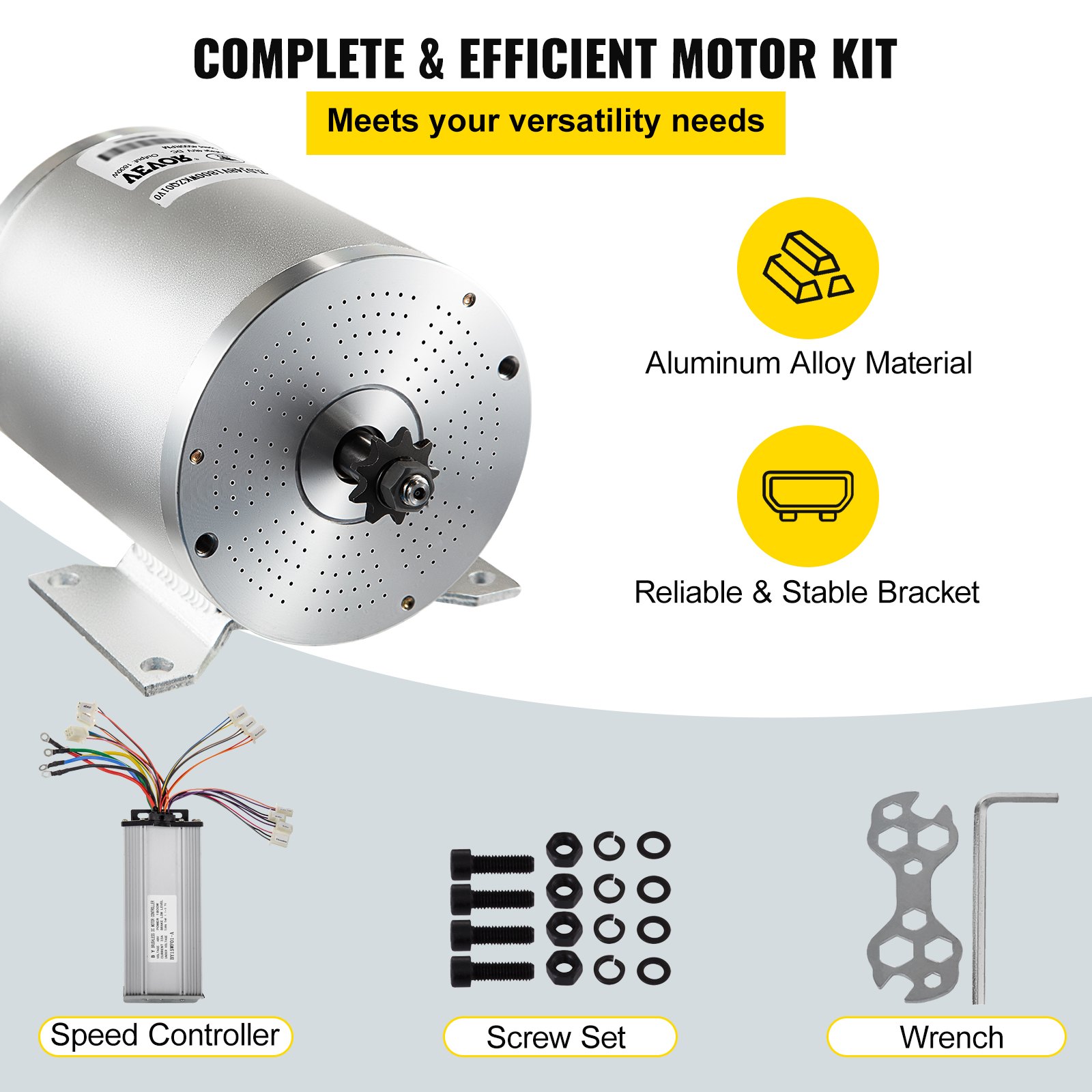 Controlador de motor eléctrico sin escobillas VEVOR con controlador de velocidad, juego de tornillos y llave.