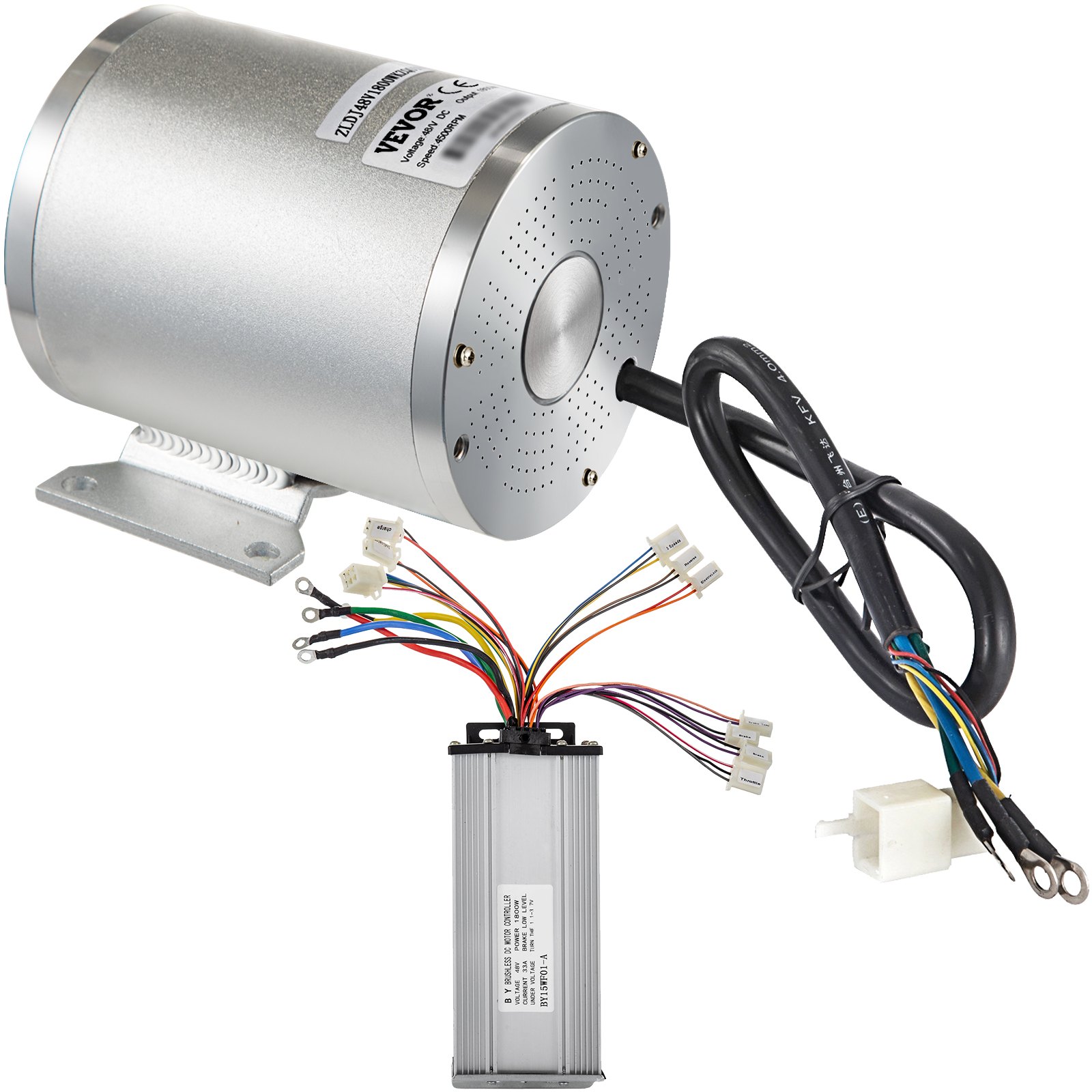 Controlador de motor eléctrico sin escobillas VEVOR con arnés de cableado y conectores.