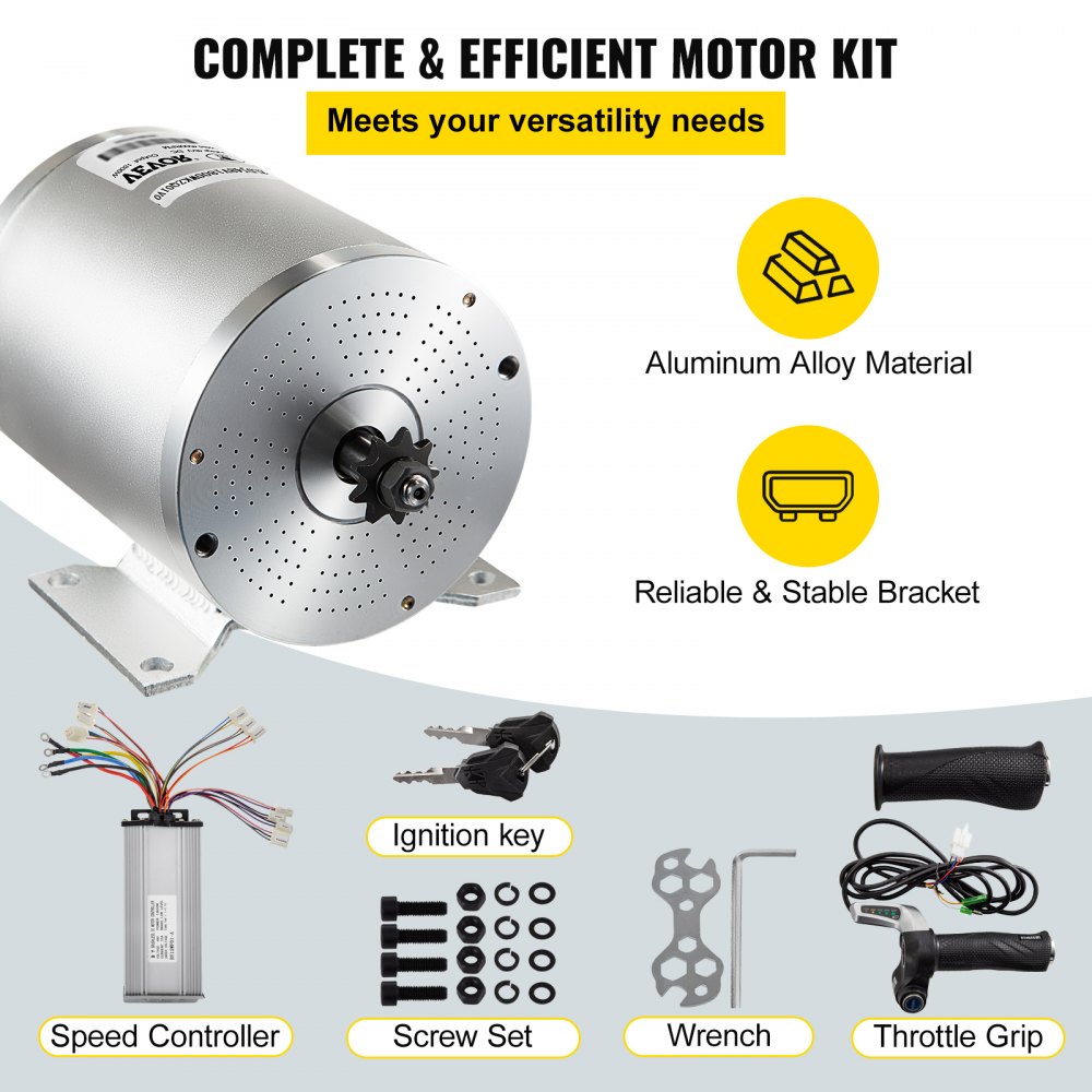 Kit de motor sin escobillas VEVOR 2000w con material de aleación de aluminio y accesorios.