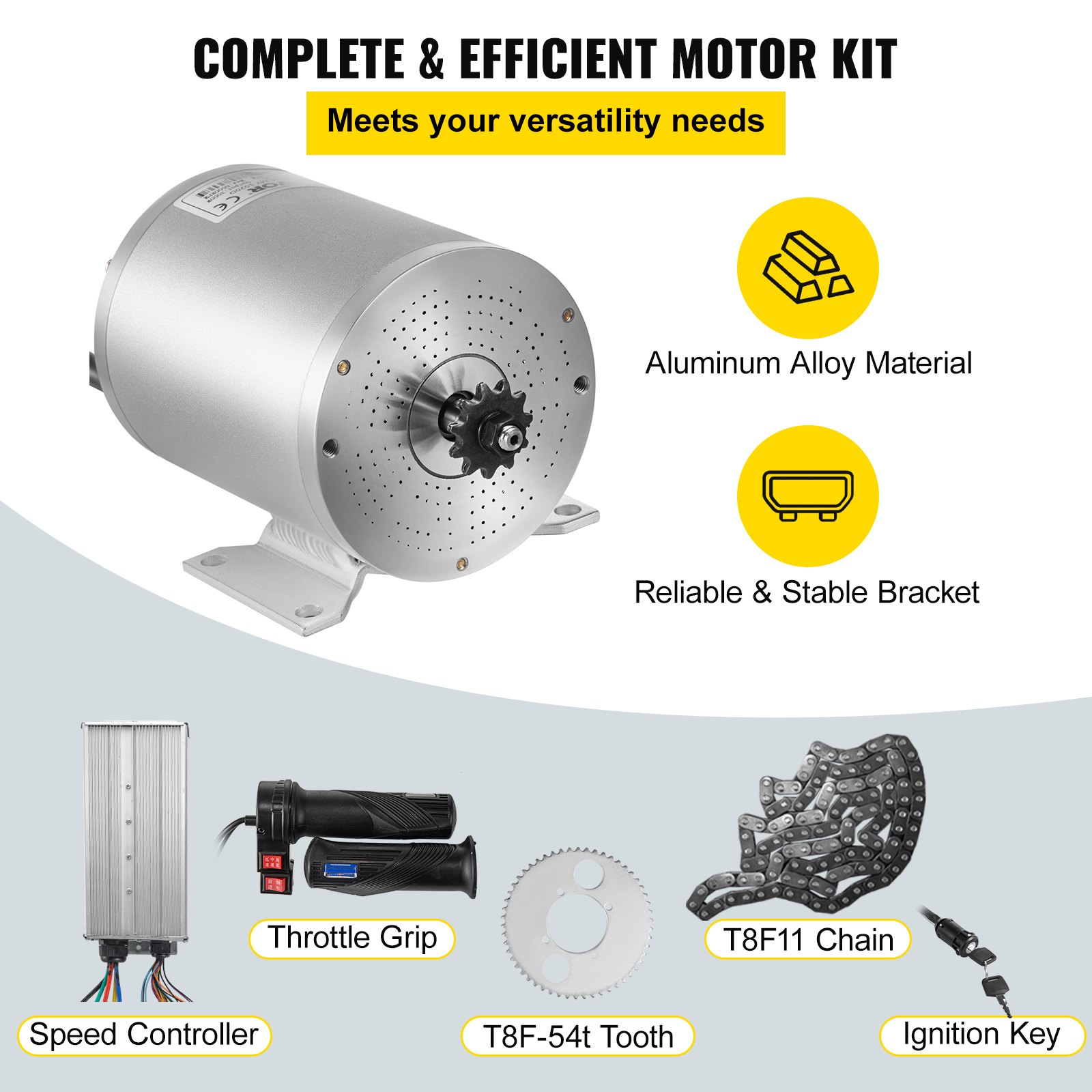 VEVOR Motor eléctrico de CC sin escobillas, 72 V, 3000 W, motor eléctrico sin escobillas, 4900 RPM, kit de motor sin escobillas, con controlador y empuñadura de acelerador para scooter eléctrico, motor de bicicleta, motocicleta, kit de conversión de piezas de bricolaje