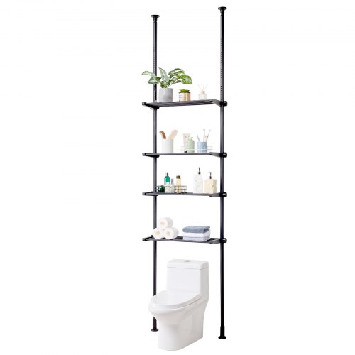 VEVOR - Organizador de baño ajustable de 4 niveles para colocar sobre el inodoro. Estante de acero bajo en carbono de 135 a 333 cm de alto. Fácil de montar y ahorra espacio para la colada. Ideal para habitaciones pequeñas. Se adapta a la mayoría de los inodoros.