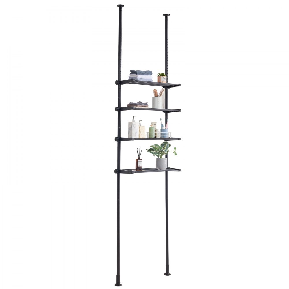 VEVOR - Organizador de baño ajustable de 4 niveles para colocar sobre el inodoro. Estante de acero bajo en carbono de 135 a 333 cm de alto. Fácil de montar y ahorra espacio para la colada. Ideal para habitaciones pequeñas. Se adapta a la mayoría de los inodoros.
