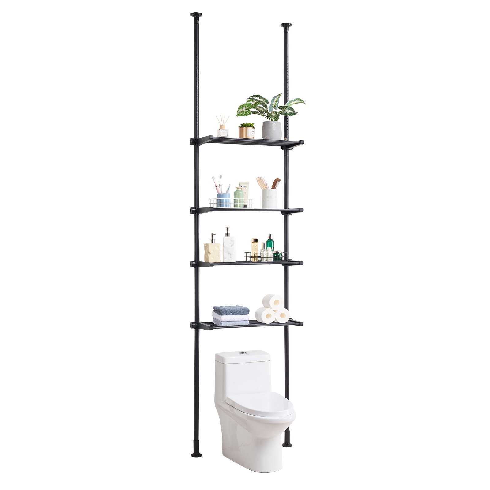 Estantería de baño de 4 niveles para almacenamiento sobre el inodoro de VEVOR Organizador ahorrador de espacio