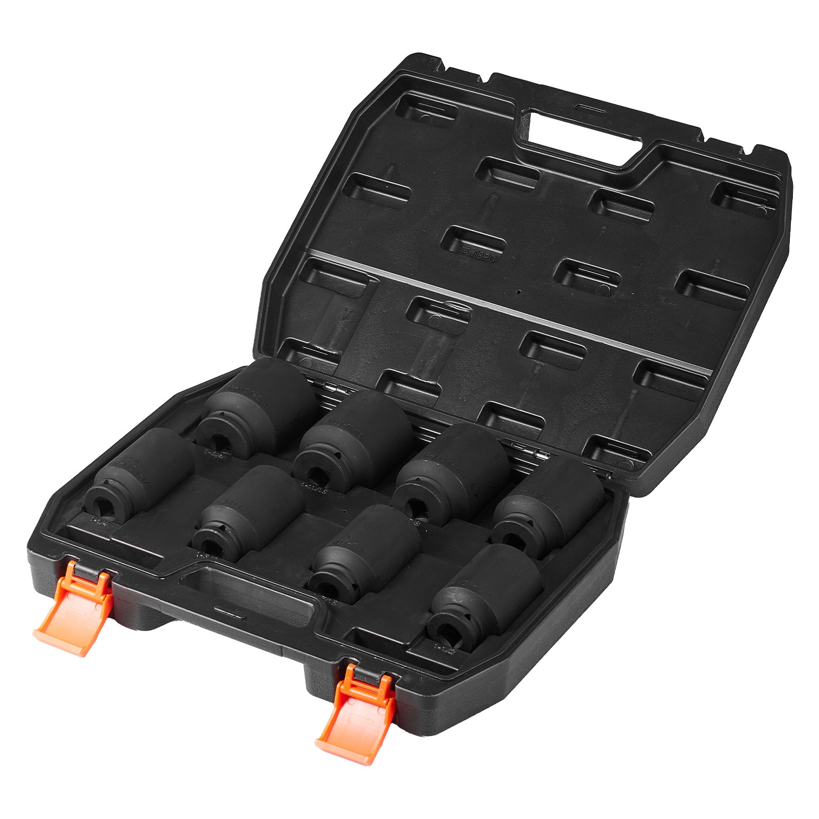 Juego de vasos de impacto para tuercas de eje VEVOR, 1/2", 12 puntas, 8 piezas, métrico, para tuercas de husillo, tratamiento térmico CR-MO, con estuche de almacenamiento, para reparación de automóviles, para quitar o instalar tuercas de eje.