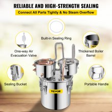 VEVOR Destilar alcoho Destilar vino Moonshine Still para destilador de de 12 litros con bomba circulante kit elaboración casera termómetro integrado