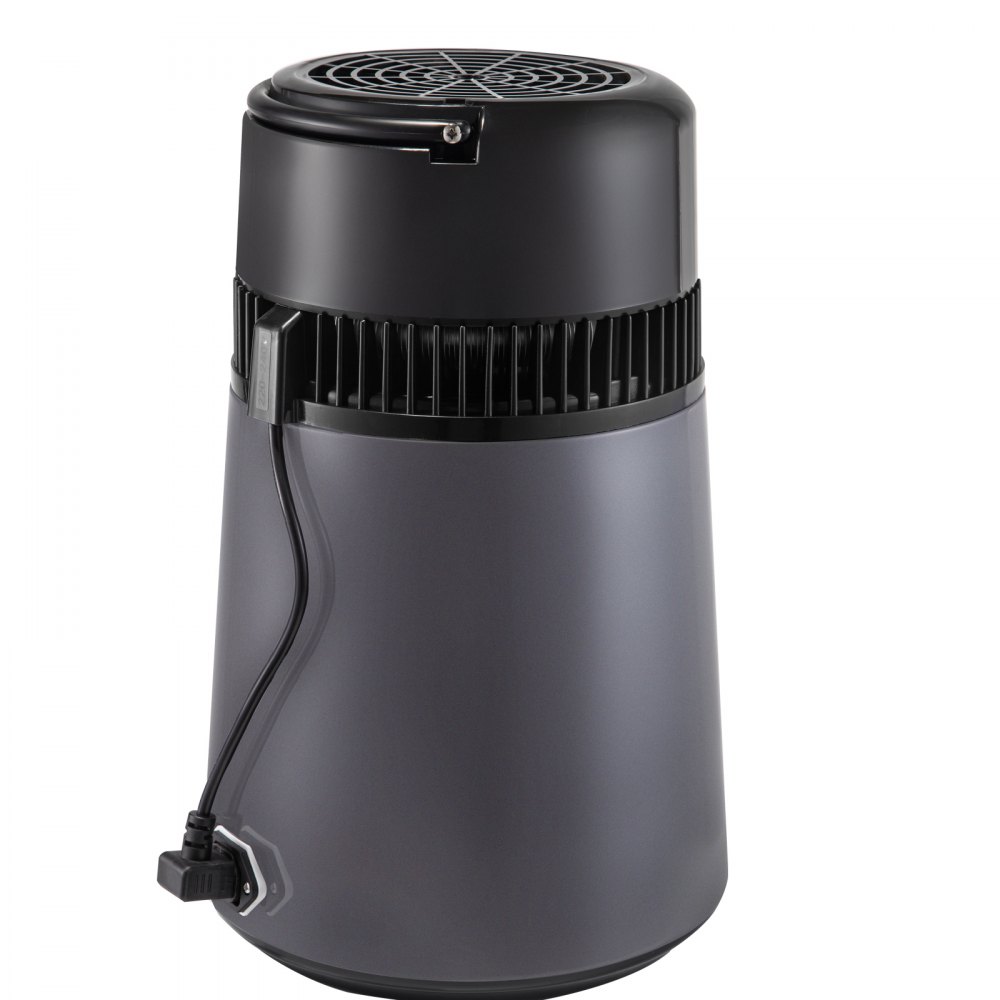 VEVOR Destilador de Agua 4 L Filtro de Destilación de Agua con Jarra de Filtro 750 W 1 L/H Destilación Filtro Purificador con Botella Recolectora de Vidrio Temperatura Ajustable Acero Inoxidable Gris
