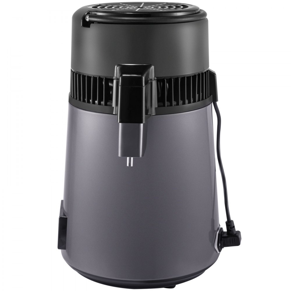 VEVOR Destilador de Agua 4 L Filtro de Destilación de Agua con Jarra de Filtro 750 W 1 L/H Destilación Filtro Purificador con Botella Recolectora de Vidrio Temperatura Ajustable Acero Inoxidable Gris