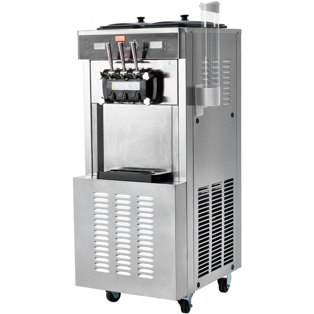 Máquina de helado comercial VEVOR con dispensadores duales, controles digitales y cuerpo de acero inoxidable.