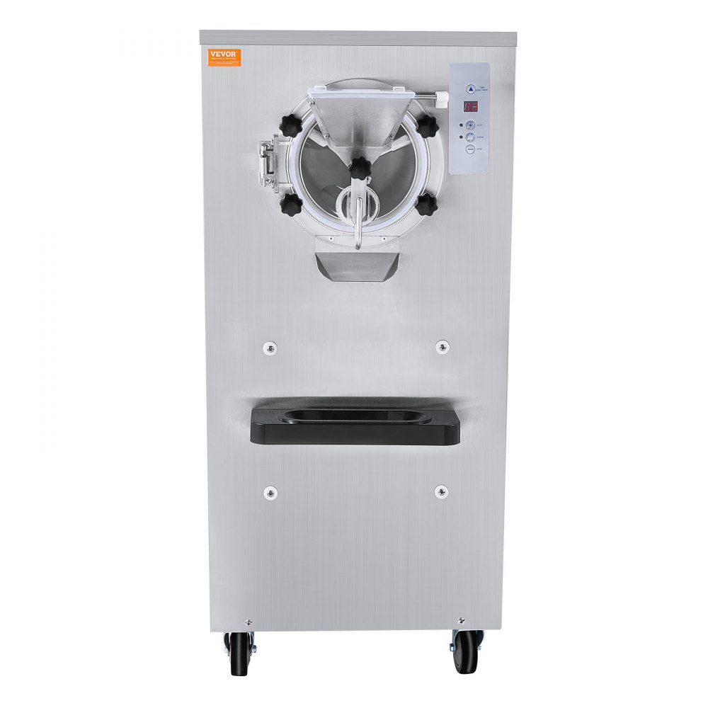 Máquina de helados comercial VEVOR, rendimiento de 20-25 l/h, 2400 W, máquina para hacer helados duros de un sabor, cilindro de acero inoxidable de 8 l, pantalla digital, limpieza automática, dureza ajustable, para restaurantes y bares.