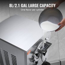 VEVOR Máquina para hacer helados comerciales, rendimiento de 20-25 l/h, máquina para hacer helados duros de 1 sabor de 2400 W, cilindro de acero inoxidable de 8 l, pantalla digital, limpieza automática, dureza ajustable, para bares de restaurantes