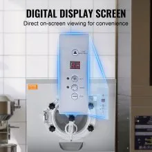 VEVOR Máquina para hacer helados comerciales, rendimiento de 20-25 l/h, máquina para hacer helados duros de 1 sabor de 2400 W, cilindro de acero inoxidable de 8 l, pantalla digital, limpieza automática, dureza ajustable, para bares de restaurantes