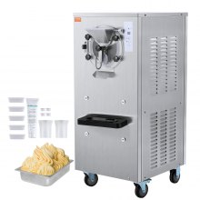 VEVOR Máquina para hacer helados comerciales, rendimiento de 20-25 l/h, máquina para hacer helados duros de 1 sabor de 2400 W, cilindro de acero inoxidable de 8 l, pantalla digital, limpieza automática, dureza ajustable, para bares de restaurantes