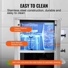 VEVOR Máquina para hacer helados comerciales, rendimiento de 18 l/h, máquina para hacer helados duros de un solo sabor de 1780 W con ruedas, cilindro de acero inoxidable de 6 l, panel LED con preenfriado y limpieza automática, para bares de restaurantes