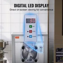 VEVOR Máquina para hacer helados comerciales, rendimiento de 18 l/h, máquina para hacer helados duros de un solo sabor de 1780 W con ruedas, cilindro de acero inoxidable de 6 l, panel LED con preenfriado y limpieza automática, para bares de restaurantes