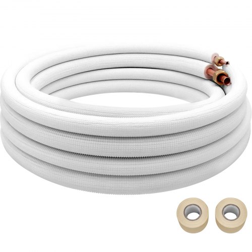 VEVOR Mini Split Línea de Cobre Set 24.6ft Longitud, 1/2" & 1/4" OD Tubos de Cobre para Mini Split Aire Acondicionado, Líneas de Cobre Acampanadas Blanco Mini Split Line Set para Sistema de Bomba de Calor Line Set para 12000 BTU