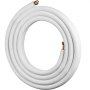 Juego de mangueras en espiral con accesorios de cobre, juego de líneas divididas mini VEVOR. Exterior blanco.