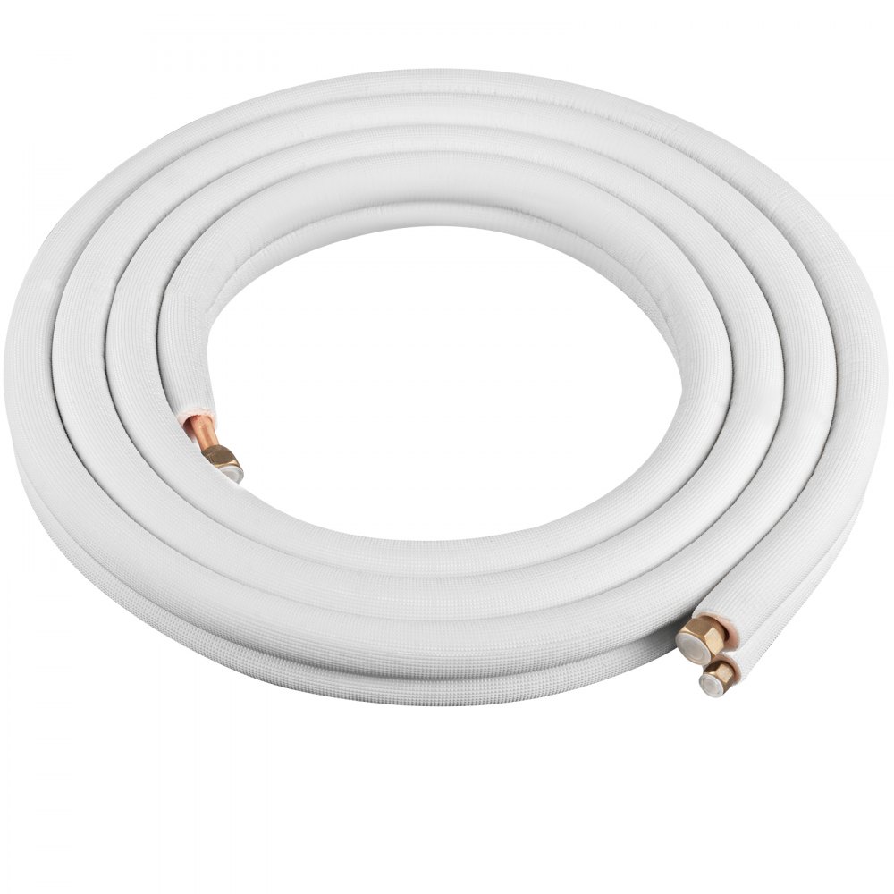 VEVOR Mini Split Línea de Cobre Set 16ft Longitud, 1/2" y 1/4" OD Cobre Tubos para Mini Split Aire Acondicionado, Líneas de Cobre Acampanadas Blanco, Mini Split Line Set para Sistema de Bomba de Calor Line Set para 12000 BTU