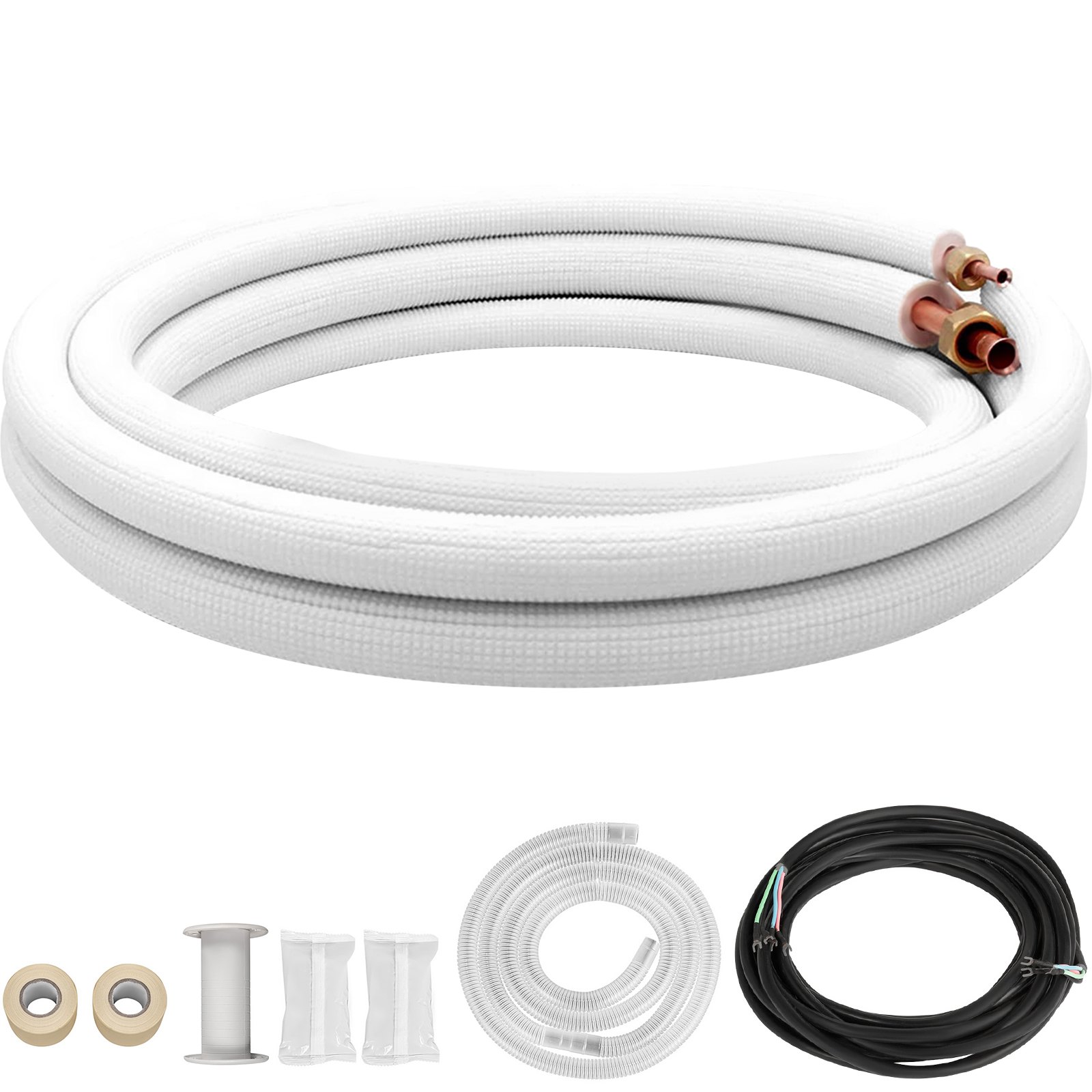 VEVOR Mini Split Línea de Cobre Set 16ft Longitud, 1/2" y 1/4" OD Cobre Tubos para Mini Split Aire Acondicionado, Líneas de Cobre Acampanadas Blanco, Mini Split Line Set para Sistema de Bomba de Calor Line Set para 12000 BTU