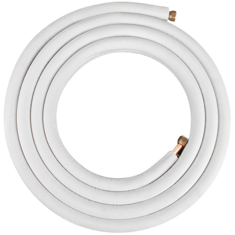 VEVOR Mini Split Línea de cobre Set 25ft Longitud, 3/8" & 1/4" OD Cobre Tubos para Mini Split Aire Acondicionado, Flared Copper Lines White, Mini Split Line Set para Sistema de Bomba de Calor, Line Set para 9000 BTU