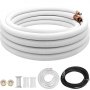 VEVOR Mini Split Línea de cobre Set 25ft Longitud, 3/8" & 1/4" OD Cobre Tubos para Mini Split Aire Acondicionado, Flared Copper Lines White, Mini Split Line Set para Sistema de Bomba de Calor, Line Set para 9000 BTU