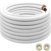 VEVOR Mini Split Línea de Cobre Set 49.2ft Longitud, 3/8" & 5/8" OD Tubos de Cobre para Mini Split Aire Acondicionado, Líneas de Cobre Acampanadas Blanco Mini Split Line Set para Sistema de Bomba de Calor Line Set para 24000 BTU