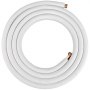 Juego de cables de cobre mini split VEVOR enrollados con conectores, aislados en color blanco.