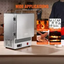 Horno eléctrico VEVOR, horno de fusión eléctrico de 1500 W, temperatura máxima de 2192 ℉/1200 ℃, horno eléctrico de acero inoxidable para fundición de cera, bricolaje con arcilla metálica, templado de metales, esmaltado de cerámica