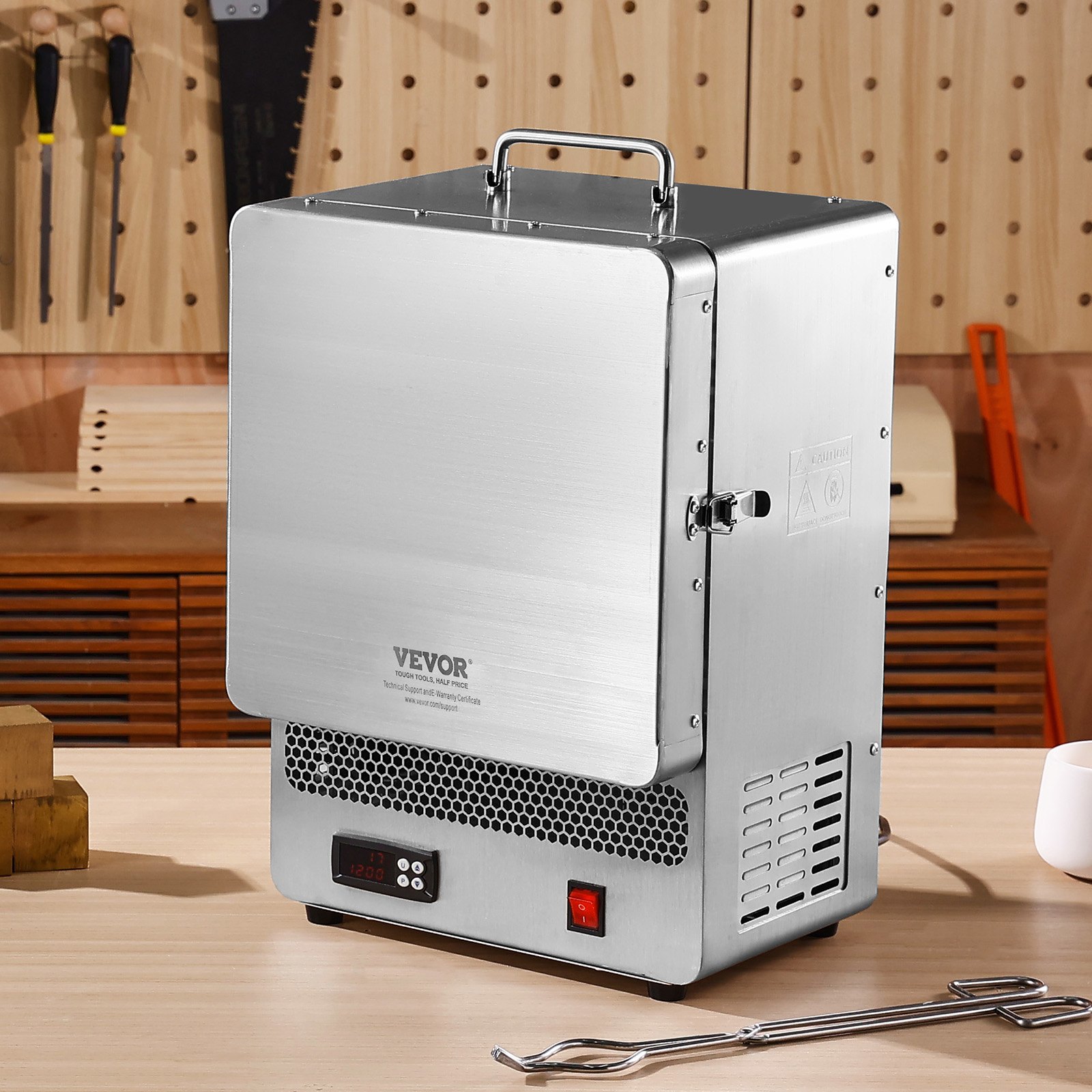 Horno eléctrico VEVOR de 1500 W, temperatura máxima de 1200 ℃/2192 ℉, horno eléctrico de acero inoxidable para fundición de cera, bricolaje con arcilla metálica, templado de metales y esmaltado de cerámica.