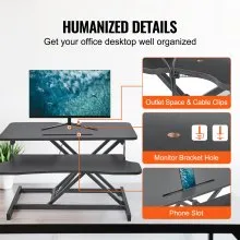 Convertidor de escritorio de pie VEVOR, elevador de escritorio de pie de dos niveles, convertidor de escritorio de pie a sentado grande de 31,5 pulgadas, altura ajustable de 5,5-20,1 pulgadas, para monitor, teclado y accesorios utilizados en la oficina en casa