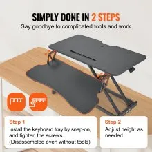 Convertidor de escritorio de pie VEVOR, elevador de escritorio de pie de dos niveles, convertidor de escritorio de pie a sentado grande de 31,5 pulgadas, altura ajustable de 5,5-20,1 pulgadas, para monitor, teclado y accesorios utilizados en la oficina en casa