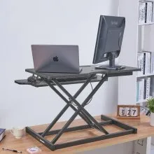Convertidor de escritorio de pie VEVOR, elevador de escritorio de pie de dos niveles, convertidor de escritorio de pie a sentado grande de 31,5 pulgadas, altura ajustable de 5,5-20,1 pulgadas, para monitor, teclado y accesorios utilizados en la oficina en casa