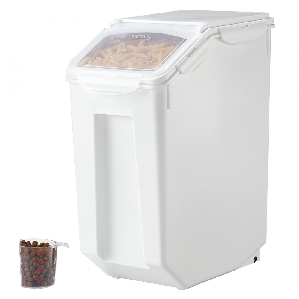 Contenedor de almacenamiento de arroz VEVOR, capacidad de 4.5 galones/20 litros, dispensador grande de comida para perros, contenedor para ingredientes de cocina, cereales, harina, contenedores para comida de mascotas con ruedas, vaso medidor, tapa hermética, 1 unidad