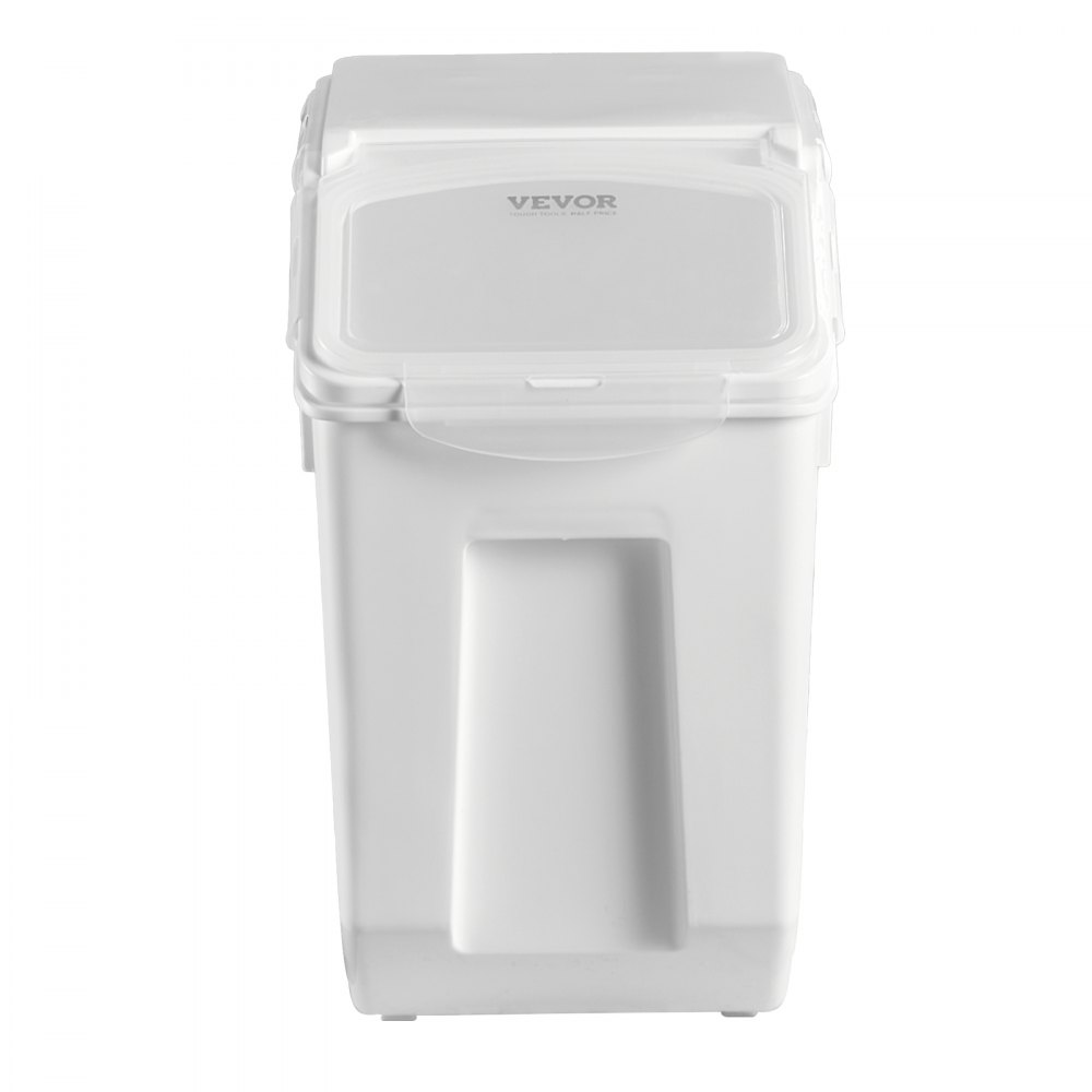 VEVOR Contenedor de Almacenamiento de Arroz, 15 L x 2 + 20 L x 2, para Cereales y Granos para Ingredientes de Cocina, para Mascotas con Ruedas, 4 Tazas Medidoras, 365 x 230 x 365 mm ± 10 mm, Blanco