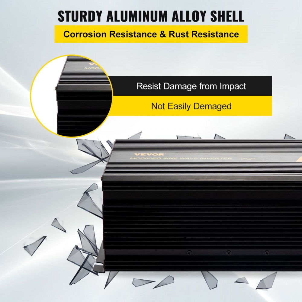 Inversor de corriente VEVOR, inversor de onda sinusoidal modificada de 3000 W, convertidor de coche de 12 V CC a 120 V CA, con pantalla LCD, mando a distancia, indicador LED, inversor de salidas GFCI para camión, caravana, coche, barco, viaje, camping