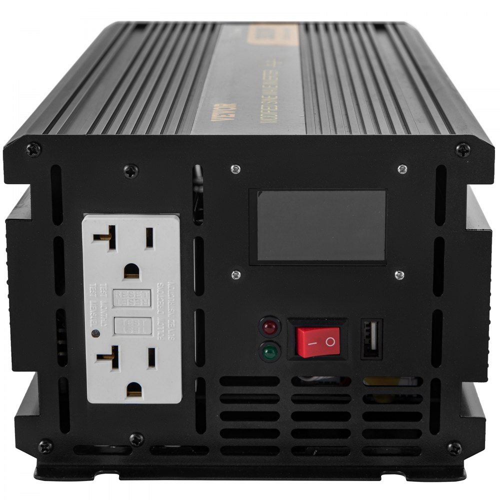 Inversor de corriente VEVOR, inversor de onda sinusoidal modificada de 3000 W, convertidor de coche de 12 V CC a 120 V CA, con pantalla LCD, mando a distancia, indicador LED, inversor de salidas GFCI para camión, caravana, coche, barco, viaje, camping