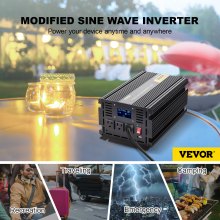 Inversor de corriente VEVOR, inversor de onda sinusoidal modificada de 3000 W, convertidor de coche de 24 V CC a 120 V CA, con pantalla LCD, mando a distancia, indicador LED, inversor de salidas de CA para camión, RV, coche, barco, viajes, camping