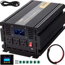 Inversor de corriente VEVOR, inversor de onda sinusoidal modificada de 3000 W, convertidor de coche de 24 V CC a 120 V CA, con pantalla LCD, mando a distancia, indicador LED, inversor de salidas de CA para camión, RV, coche, barco, viajes, camping