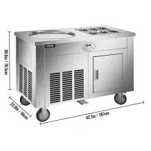 VEVOR Máquina de rollo de helado frito Máquina de rollo de hielo comercial de una sola cacerola maquina de helados de acero inoxidable