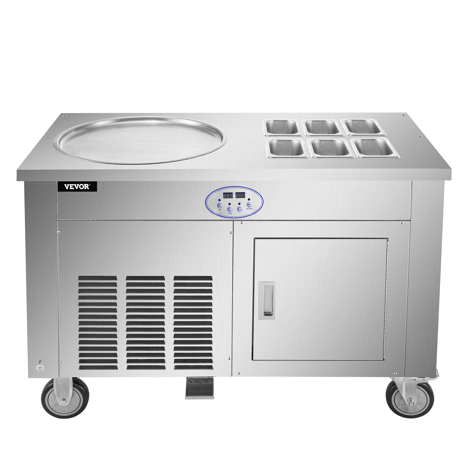 VEVOR Máquina de rollo de helado frito Máquina de rollo de hielo comercial de una sola cacerola maquina de helados de acero inoxidable
