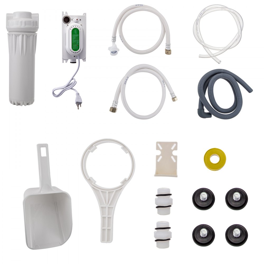 VEVOR Máquina para hacer hielo comercial, control WiFi 177LBS/24H 121LBS Máquina de hielo de almacenamiento grande con panel LCD mejorado, compresor SECOP, refrigerado por aire, incluye 2 filtros de agua, bomba de drenaje de agua, 2 cucharadas