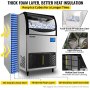 VEVOR Máquina para hacer hielo comercial, control WiFi 177LBS/24H 121LBS Máquina de hielo de almacenamiento grande con panel LCD mejorado, compresor SECOP, refrigerado por aire, incluye 2 filtros de agua, bomba de drenaje de agua, 2 cucharadas