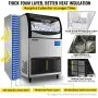 Máquina de hielo comercial VEVOR, control WiFi, 177 lb/24 h, 121 lb, gran capacidad, con panel LCD mejorado, compresor SECOP, refrigerada por aire, incluye 2 filtros de agua, bomba de drenaje y 2 palas.