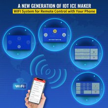 VEVOR Máquina para hacer hielo comercial, control WiFi 300LBS/24H 121LBS Máquina de hielo de almacenamiento grande con panel LCD mejorado, compresor SECOP, refrigerado por aire, incluye 2 filtros de agua, bomba de drenaje de agua, 2 cucharadas