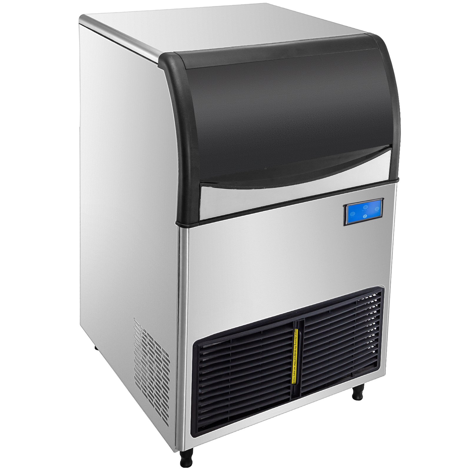 Máquina de hielo comercial VEVOR, control WiFi, 136 kg/24 h, 55 kg, gran capacidad, con panel LCD mejorado, compresor SECOP, refrigerada por aire, incluye 2 filtros de agua, bomba de drenaje y 2 palas.