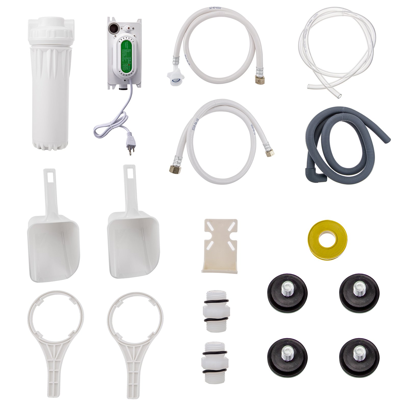 Máquina de hielo comercial VEVOR, control WiFi, 136 kg/24 h, 55 kg, gran capacidad, con panel LCD mejorado, compresor SECOP, refrigerada por aire, incluye 2 filtros de agua, bomba de drenaje y 2 palas.