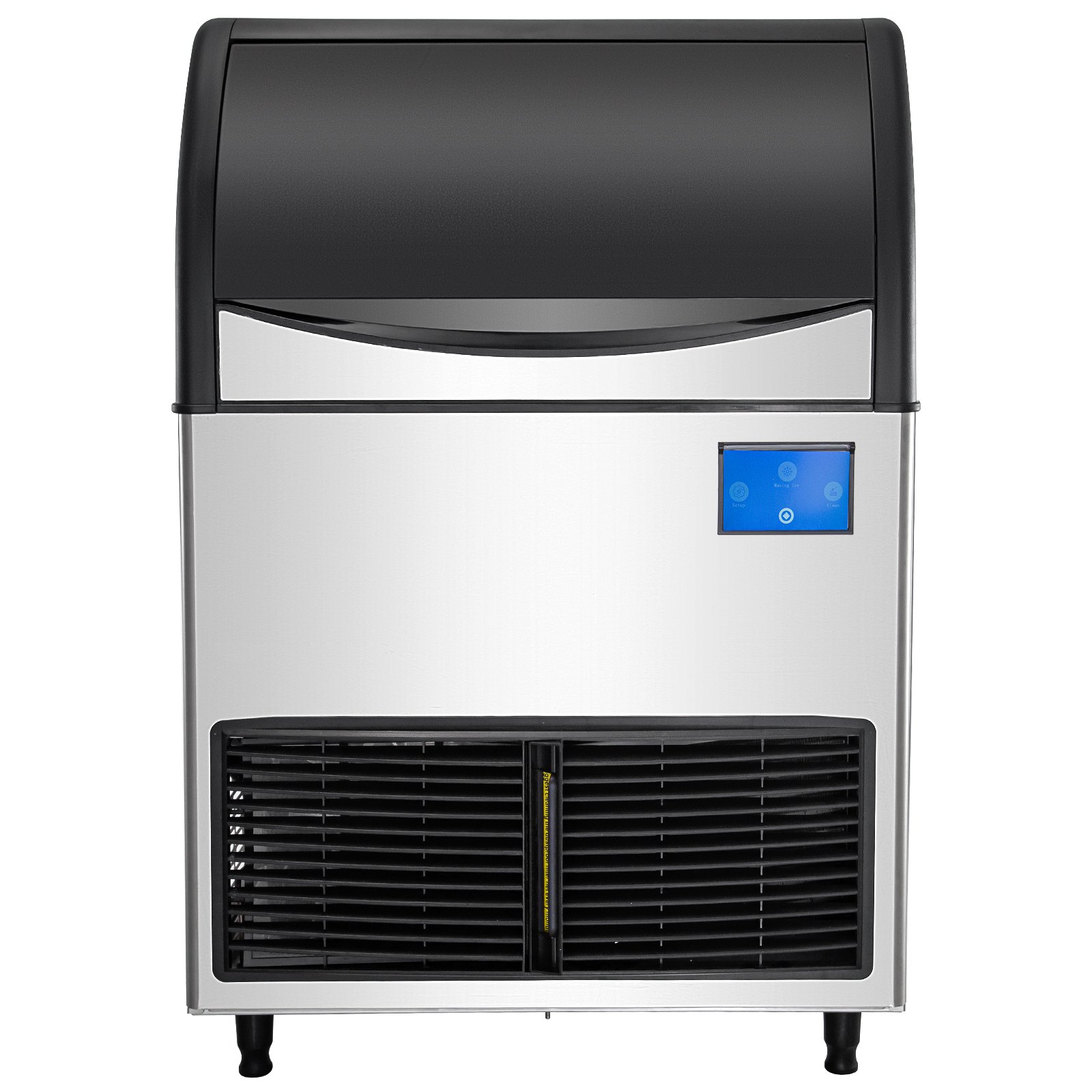 Máquina de hielo comercial VEVOR, control WiFi, 136 kg/24 h, 55 kg, gran capacidad, con panel LCD mejorado, compresor SECOP, refrigerada por aire, incluye 2 filtros de agua, bomba de drenaje y 2 palas.