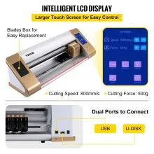 VEVOR Máquina cortadora de vinilo Plotter de corte de alimentación de papel máx de 18 in / 450 mm impresora de pantalla Lcd de corte automático de