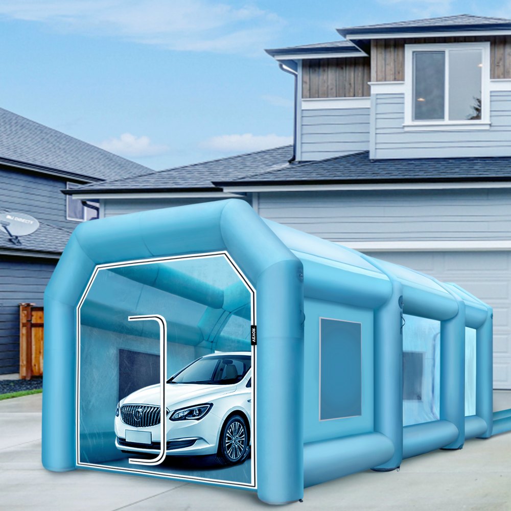 Cabina de pintura inflable VEVOR, cabina de pintura en aerosol de 19,69 x 13,12 x 8,53 pies, potentes sopladores de 750 W + 350 W, cabina de pintura inflable con sistema de filtro de aire, cabina de pintura de coche para estación de trabajo de tienda de estacionamiento de coche